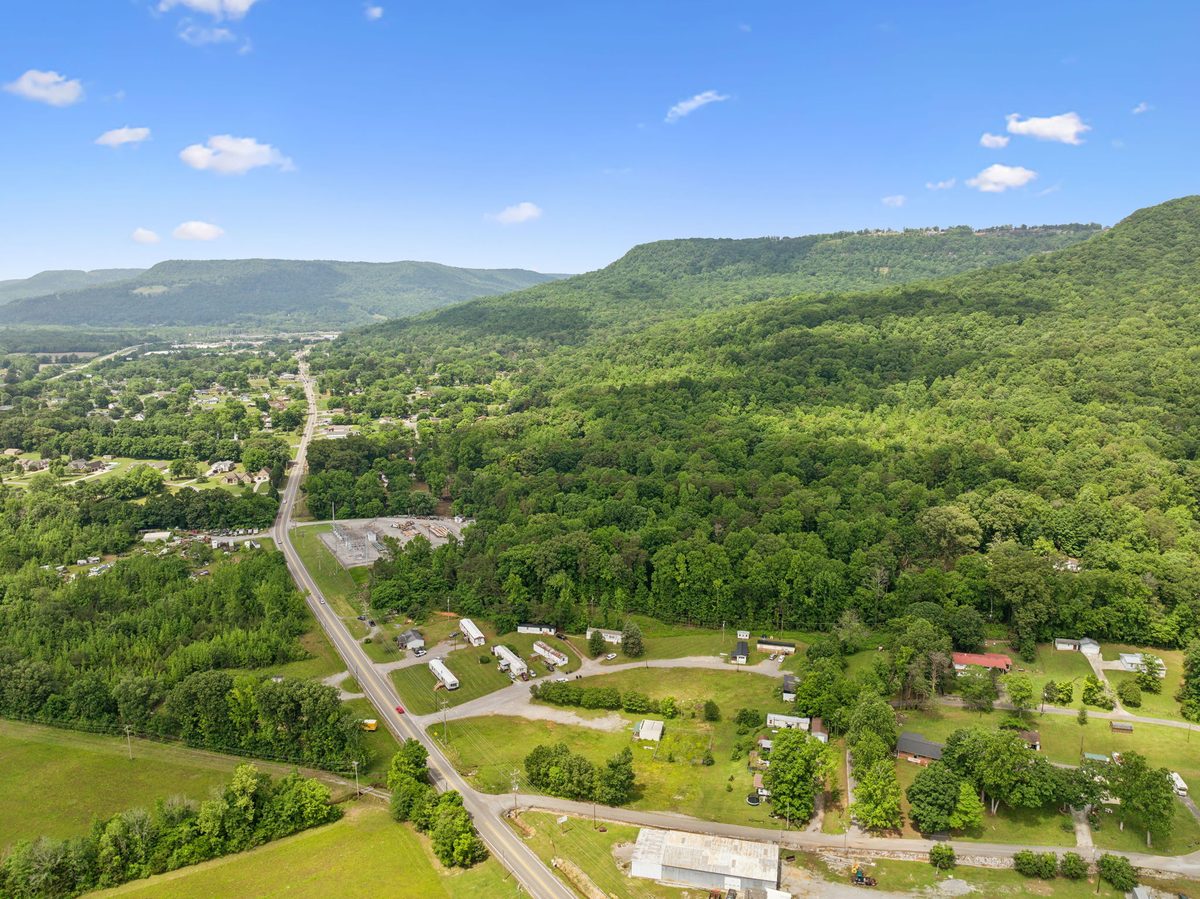 High aerial view of the US-41 corridor and surrounding valley