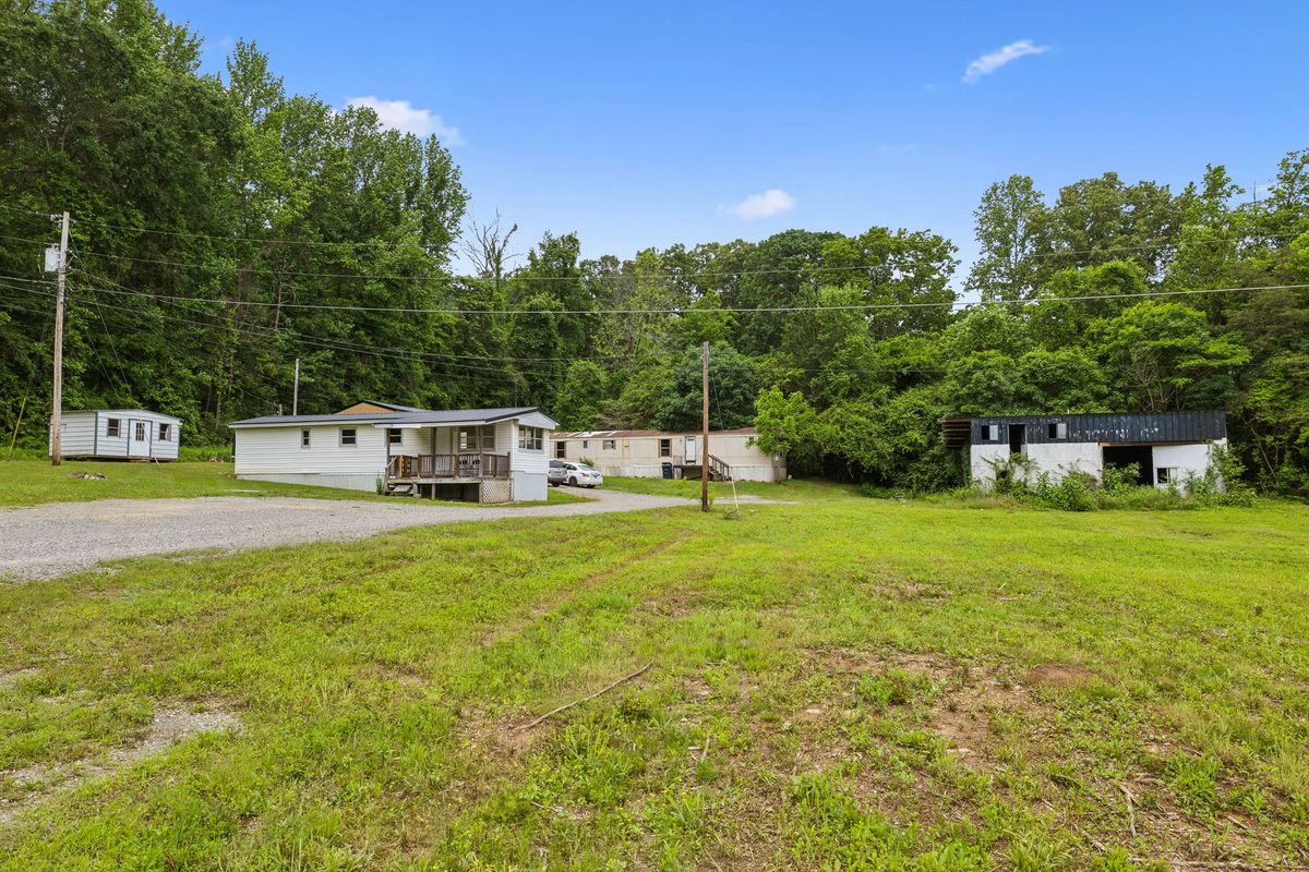 Homes at the edge of the community's open field